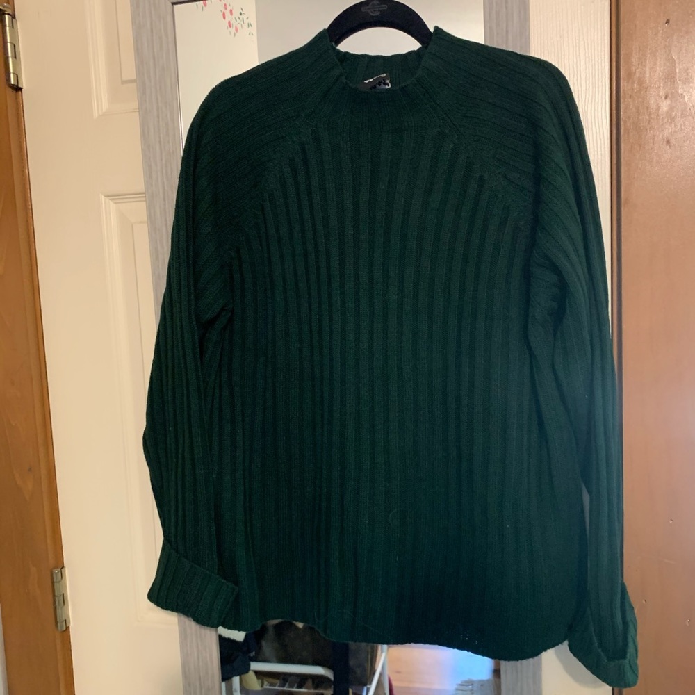 Hunter Green Mock Neck Chunky Sweater